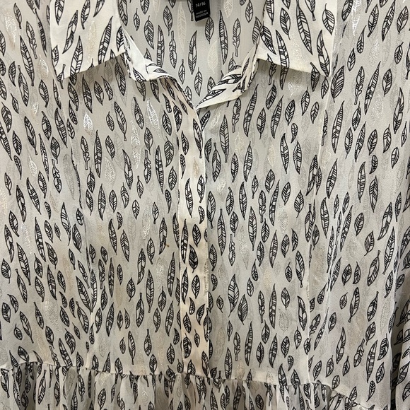 Lane Bryant Sheer Feather Print Tunic Shirt Plus Size 14 16 Long Blouse Sheer - Picture 3 of 9